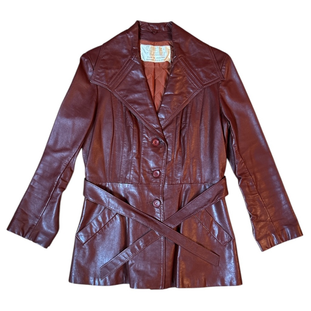 Vintage Leather Jacket Color: Dark Red Size:Large